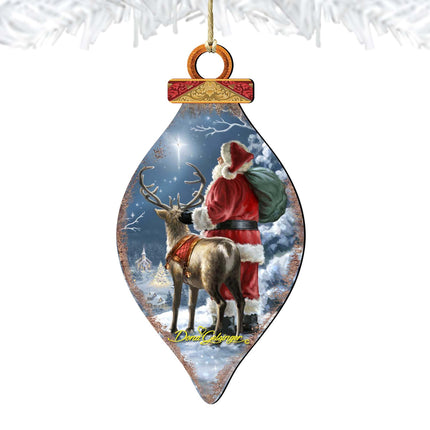 Starry Night Santa Cone Wooden Ornaments by Gelsinger - Christmas Santa Snowman Decor - 8041119-1713-4