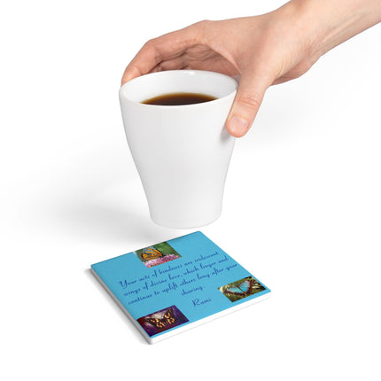 Inspirational Butterfly Ceramic Coaster with Rumi Quote
