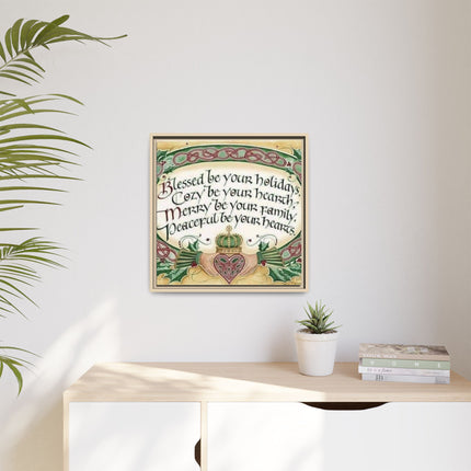 Framed Holiday Blessing Matte Canvas — "Blessed be your holidays" Celtic Wall Art
