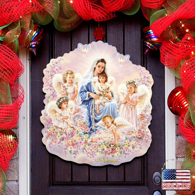 Gift of Love Angel Wreath Door Decor by D. Gelsinger - Nativity Holiday Decor - 8461031H-0108-0
