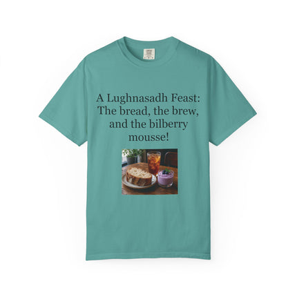 Lughnasadh Feast T-Shirt – “The bread, the brew, and the bilberry mousse!”