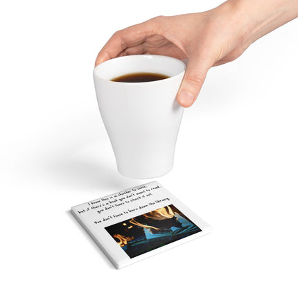 Novelty Ceramic Coaster – Book Lovers' Quote for Home Decor