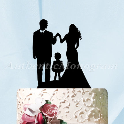 Wedding Cake Topper - Wedding Cake Topper Silhouette, Family Cake Topper, Classic Cake Topper, Wedding decor, Wooden Cake Topper 94312-0
