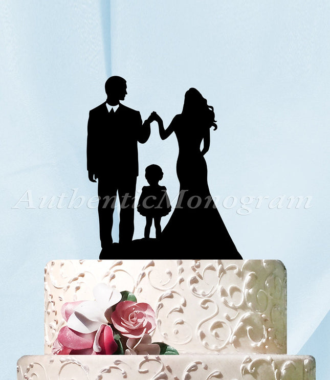 Wedding Cake Topper - Wedding Cake Topper Silhouette, Family Cake Topper, Classic Cake Topper, Wedding decor, Wooden Cake Topper 94312-0