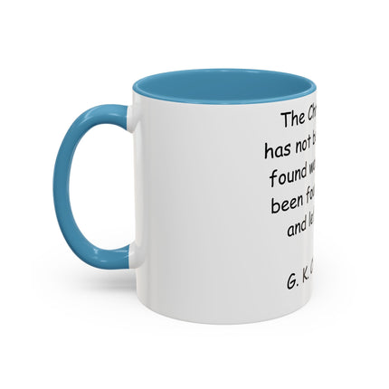 Inspirational Accent Coffee Mug – G.K. Chesterton Quote, 11oz