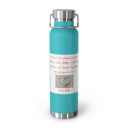 Motivational Copper Insulated Water Bottle - 22oz, Heart Design, Perfect Gift for Loved Ones