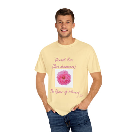 Damask Rose Unisex T-shirt - The Queen of Flowers Design