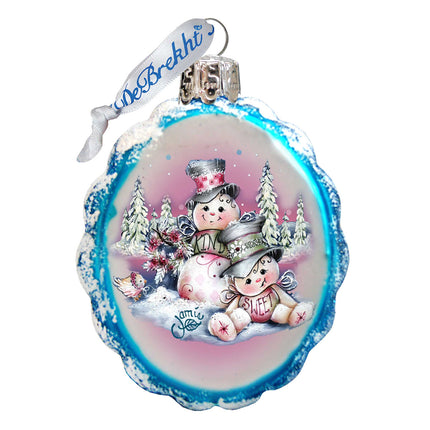 Snowman Mercury Glass Ornament by Jamie Mills-Price - Christmas Santa Snowman Decor - 778201-JM-4