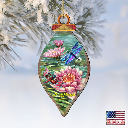 Dragonflies and Water Lilies Wooden Ornaments by Gelsinger - Wildlife Holiday Decor - 8041165-DG-3