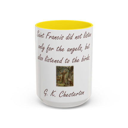 15oz Accent Ceramic Mug – Tribute to Saint Francis – Nature Lover Gift