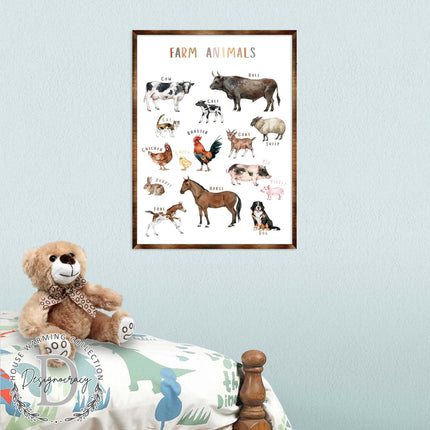 Farm Animals - Wooden Kids Room Decor - First day of school gift - ABC 123 Kids - Montessori Homeschool wooden poster I Educational Poster - Classroom Decor - 310215-2