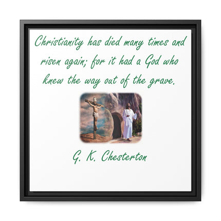 Framed Canvas Wall Art — G.K. Chesterton Easter Quote with Resurrection Image