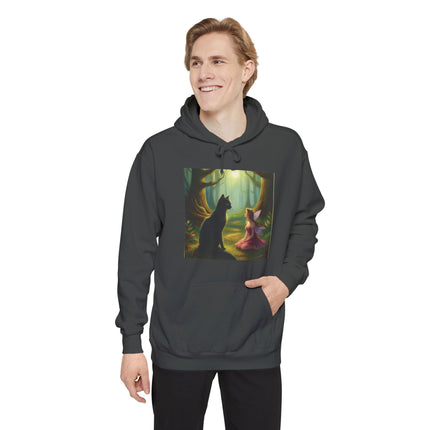 Magical Forest Fairy & Black Cat Hoodie — Enchanted Dusk Art