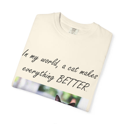 In My World Cat T-Shirt – Unisex Garment-Dyed Tee for Cat Lovers