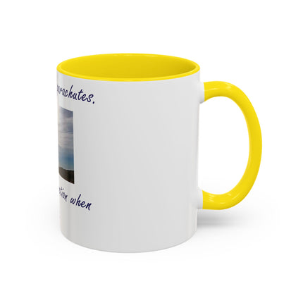 Parachute Quote Accent Mug – 11oz Ceramic Cup for Open Minds