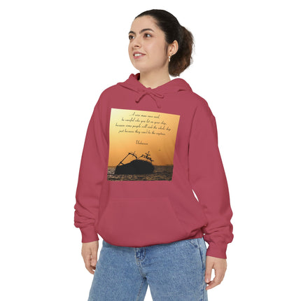 Sinking Ship Hoodie — "Be careful who you let on your ship" Quote Sunset Silhouette