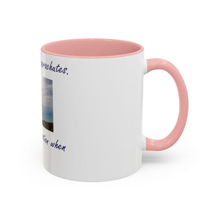 Parachute Quote Accent Mug – 11oz Ceramic Cup for Open Minds