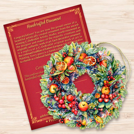 Summer Harvest Fruit Wreath Wooden Ornaments by G. Debrekht Christmas Decor - 8611071-2