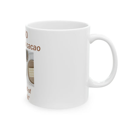 Cacao Ceramic Mug – 11oz “Food of the Gods” Gift for Chocolate Fans