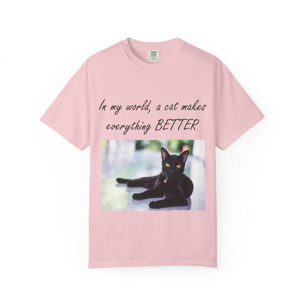 In My World Cat T-Shirt – Unisex Garment-Dyed Tee for Cat Lovers
