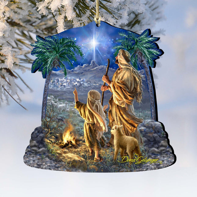 Shepherds Keeping Watch Wooden Ornaments by Gelsinger - Nativity Holiday Decor - 8161025-1838-0