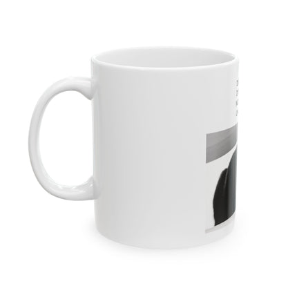 Ceramic Mug — "In the Here In the Now No Worries Only Meow" Black Cat Coffee Cup
