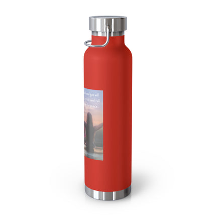 Inspirational Copper Vacuum Insulated Water Bottle - 22oz with Motivational Quote