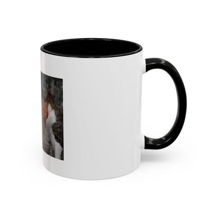 Coffee Mug — "Real Men Love Cats" Accent Ceramic Mug with Cat Photo (11/15 oz)