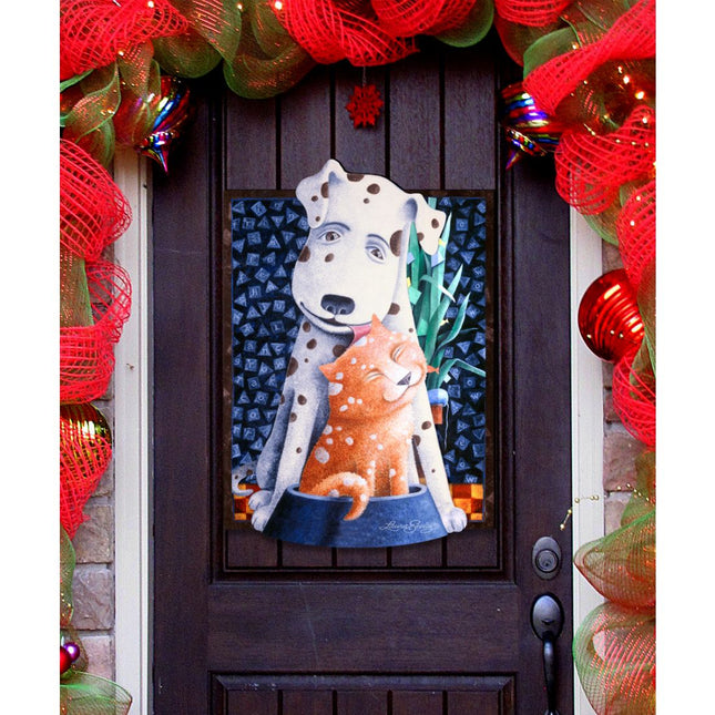 In Friendship Holiday Door Decor by Laura Seeley - Pets Dog and Cats Decor - 8511012H-0