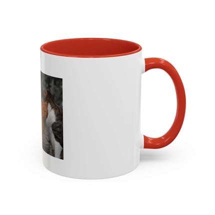 Coffee Mug — "Real Men Love Cats" Accent Ceramic Mug with Cat Photo (11/15 oz)