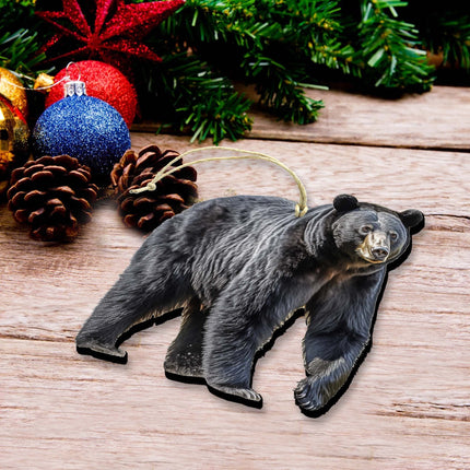 Alaskan Black Bear Wooden Ornaments by G.Debrekht - Wildlife Holiday Decor - 8710105-1-3