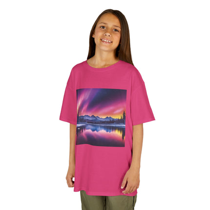Kids Tee — Colorful Northern Lights Mountain Print