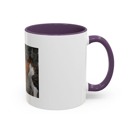 Coffee Mug — "Real Men Love Cats" Accent Ceramic Mug with Cat Photo (11/15 oz)
