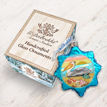 Pelican Star Mercury Glass Ornament by G. DeBrekht - Coastal Holiday Decor - 775478-2
