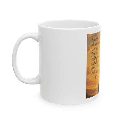 Ceramic Mug – 'Sometimes All You Need Is A Hug' Illustrated Comfort Coffee Cup