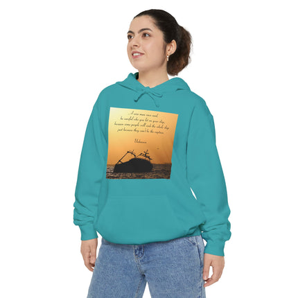 Sinking Ship Hoodie — "Be careful who you let on your ship" Quote Sunset Silhouette