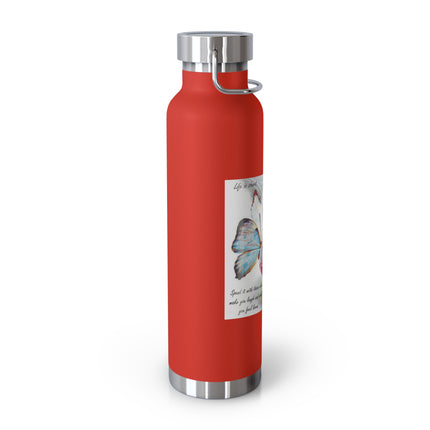 22oz Insulated Bottle — "Life Is Short" Cat & Butterfly Inspirational Quote