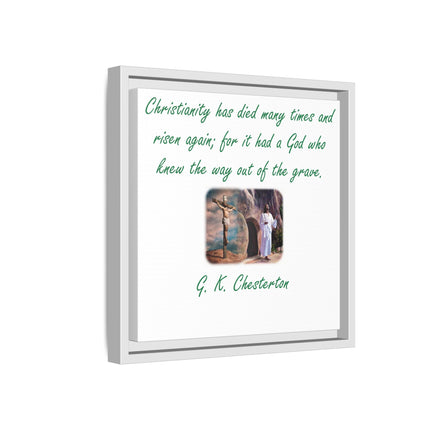 Framed Canvas Wall Art — G.K. Chesterton Easter Quote with Resurrection Image