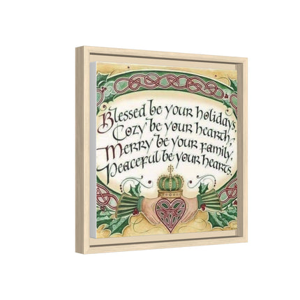 Framed Holiday Blessing Matte Canvas — "Blessed be your holidays" Celtic Wall Art