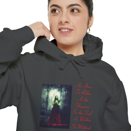 Witch in the Forest Hoodie — 'As Above, So Below...' Gothic Illustration Hoodie