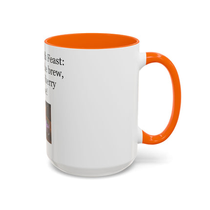Lughnasadh Feast Mug — "The bread, the brew, and the bilberry mousse!" Accent Coffee Cup