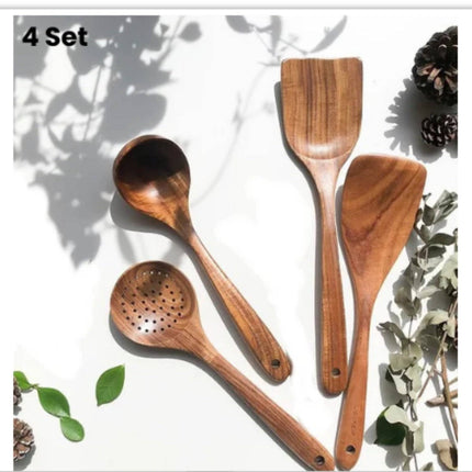 Teak Natural Thai Wood Tableware Spoon Ladle Turner Kitchen Tool Set-12