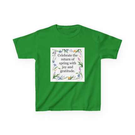 Kids Tee — "Celebrate the return of spring with joy and gratitude" Floral Spring Shirt