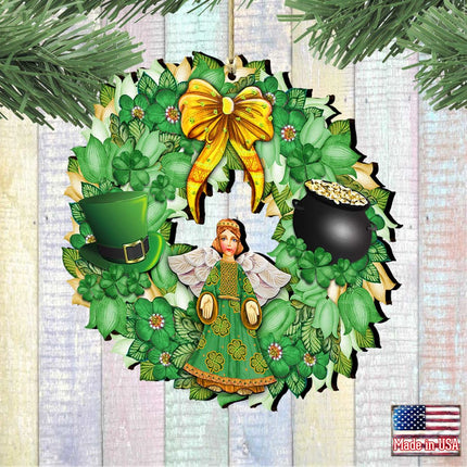 St Patrick's Day Wreath Wooden Ornaments by G. DeBrekht - Celtic Decor - 8185318-2