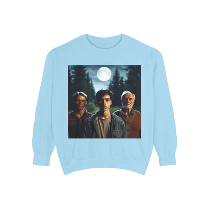 Unisex Garment-Dyed Sweatshirt - Vintage Forest Vibes Graphic