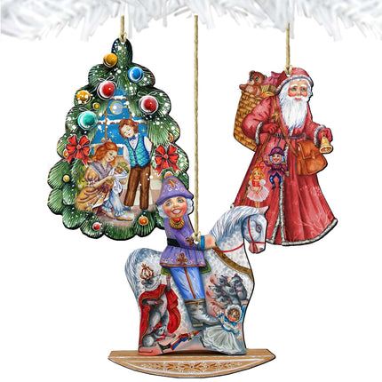 Story of Nutcracker Wooden Ornaments Set of 3 by G. DeBrekht - Christmas Decor - 8100011S3-1