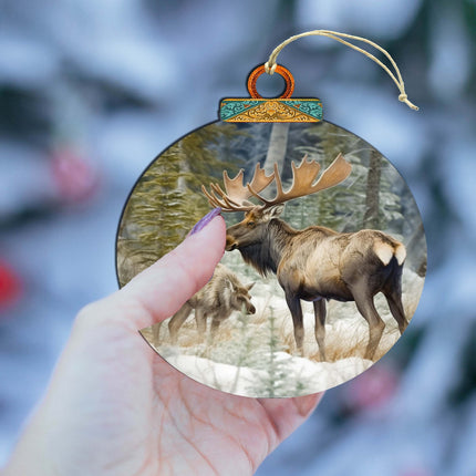 Elk in the Wilderness Wooden Ornaments by G.Debrekht - Wildlife Holiday Decor - 870055-4