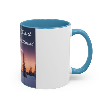 Christmas Peace Accent Mug | 11oz Ceramic Cup with Quote & Sunset