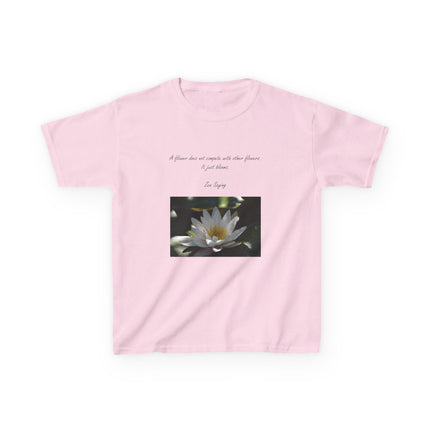 Inspirational Kids Tee – “A Flower Just Blooms” Nature Graphic Shirt