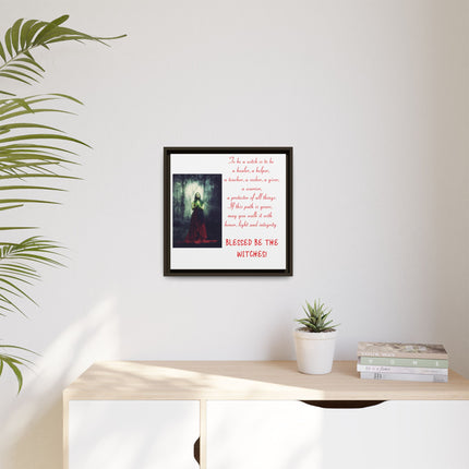 Blessed Be the Witches Framed Canvas Art — Witchy Inspirational Quote Wall Decor